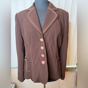 Ducati Fashions Brown Women's Blazer Gold Accents Size 48